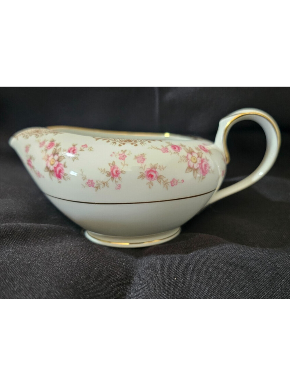 Vintage Noritake Milk Creamer Charmaine 5506 White Pink Roses Gold Trim 2.5"